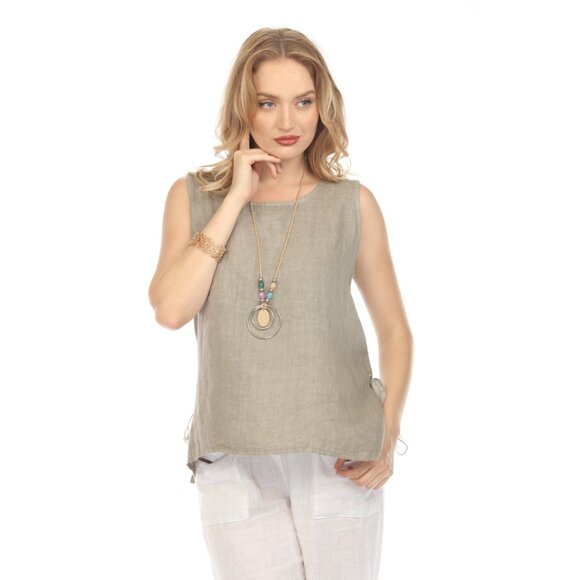 Taupe Sleeveless Top with Side Bows - Picture 4 of 4